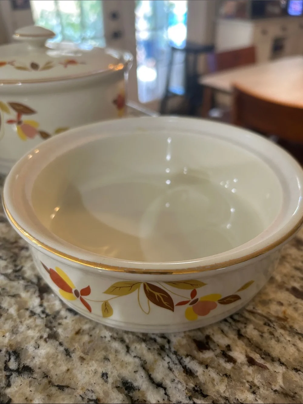 Vintage Hall Jewel Tea Autumn Leaf Set of 3 Stackable Casserole Dish with Lid